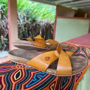 Yokono Leather Sandals Made in Spain Women's Size 6.5‎ / EU 35 Brown Slip On